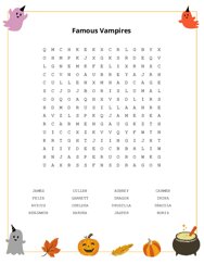 Famous Vampires Word Search Puzzle