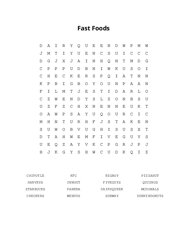 Fast Foods Word Search Puzzle