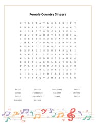 Female Country Singers Word Search Puzzle