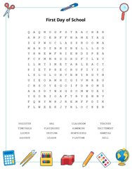 First Day of School Word Search Puzzle