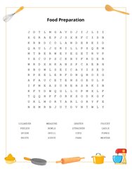 Food Preparation Word Scramble Puzzle