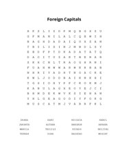 Foreign Capitals Word Search Puzzle
