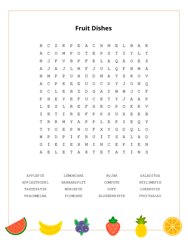 Fruit Dishes Word Search Puzzle