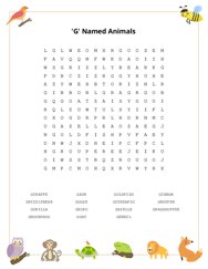 G Named Animals Word Search Puzzle