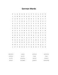 German Words Word Search Puzzle