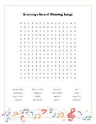 Grammys Award Winning Songs Word Scramble Puzzle