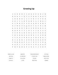 Growing Up Word Scramble Puzzle