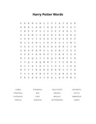 Harry Potter Words Word Search Puzzle