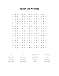 Health and Wellness Word Search Puzzle
