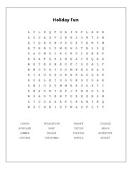 Holiday Fun Word Search Puzzle