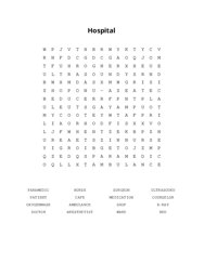 Hospital Word Search Puzzle