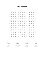 In a Bedroom Word Search Puzzle