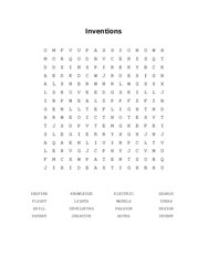 Inventions Word Scramble Puzzle