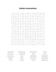 Italian Innovations Word Search Puzzle