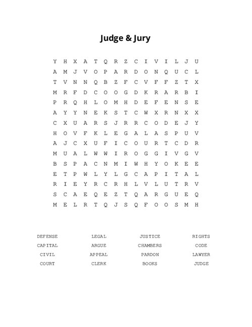Judge & Jury Word Search Puzzle
