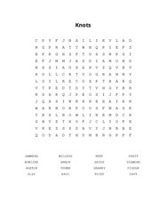 Knots Word Search Puzzle