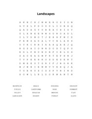 Landscapes Word Search Puzzle