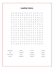 Leather Items Word Search Puzzle