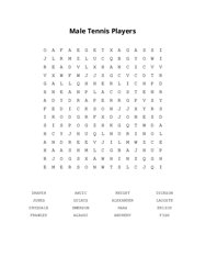 Male Tennis Players Word Scramble Puzzle