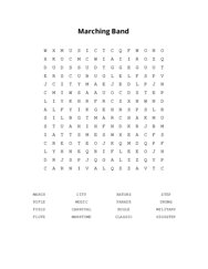Marching Band Word Search Puzzle