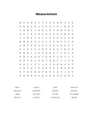 Measurement Word Search Puzzle
