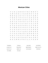 Mexican Cities Word Scramble Puzzle