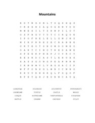 Mountains Word Search Puzzle