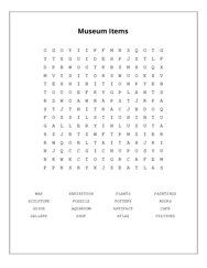 Museum Items Word Scramble Puzzle