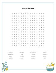 Music Genres Word Search Puzzle
