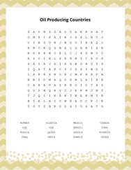 Oil Producing Countries Word Search Puzzle