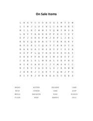 On Sale Items Word Search Puzzle