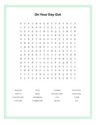 On Your Day Out Word Search Puzzle