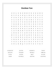 Outdoor Fun Word Search Puzzle