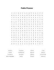 Pablo Picasso Word Search Puzzle