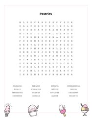 Pastries Word Search Puzzle