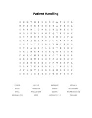 Patient Handling Word Search Puzzle