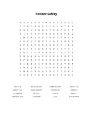 Patient Safety Word Scramble Puzzle