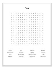 Peru Word Scramble Puzzle