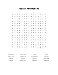 Positive Affirmations Word Search Puzzle