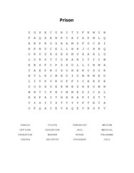 Prison Word Scramble Puzzle