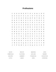 Professions Word Search Puzzle