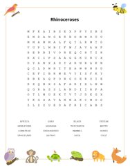 Rhinoceroses Word Search Puzzle