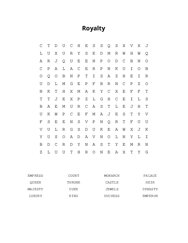 Royalty Word Search Puzzle
