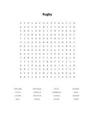 Rugby Word Search Puzzle