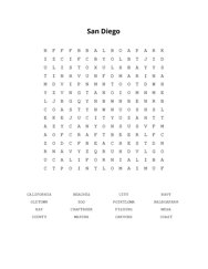 San Diego Word Search Puzzle