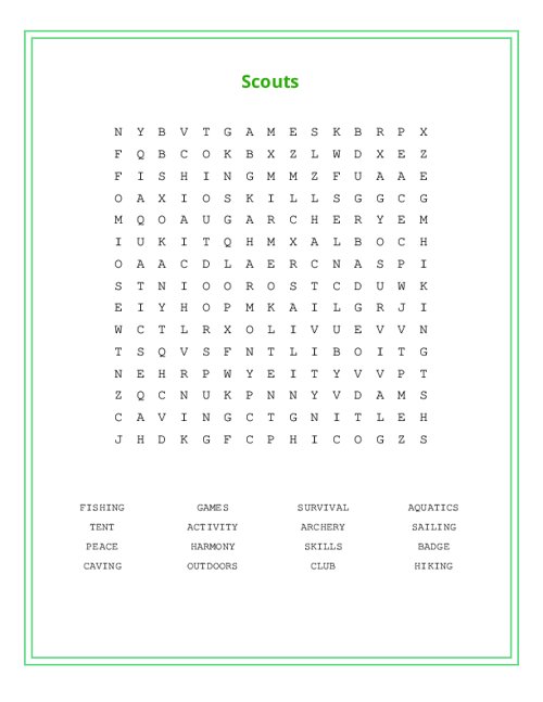 Scouts Word Search Puzzle