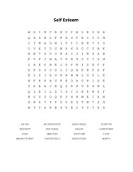 Self Esteem Word Search Puzzle