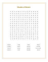 Shades of Brown Word Scramble Puzzle