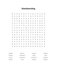 Skateboarding Word Search Puzzle