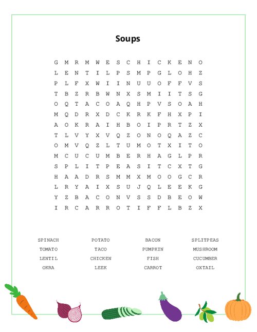 Soups Word Search Puzzle